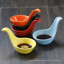 Colorful ceramic small plate,glazed soy sauce dish,porcelain soy sauce spoon.
